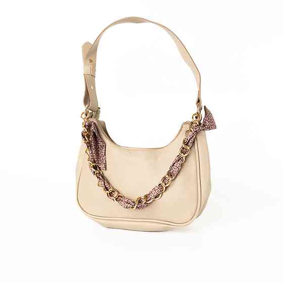 Сумка женская из искусственной кожи, сумочка с ручкой-цепочкой и ленточкой, Молочный Каменец-Подольский