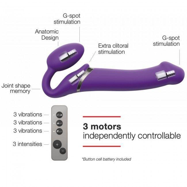 Безремневой страпон с вибрацией Strap-On-Me Vibrating Violet L, диам. 3,7см, пульт ДУ, регулируемый Sex Aura Киев - изображение 3