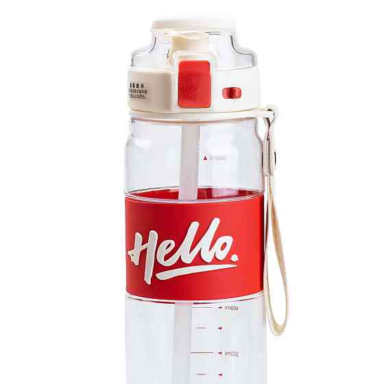 Пляшка для води 860 мл тритан з ремінцем і ручкою Червона HP17303R Коломия