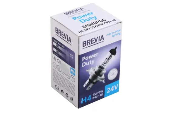 Лампа галогенная 24В  H4/P43t Brevia 75/70 Power Duty Винница