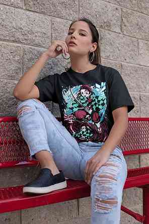 Футболка аниме Истребитель демонов оверсайз (S/M/L) Черний AnimeJ1061 Днепр