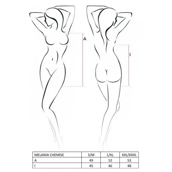 Сорочка прозора бебі дол Passion MELANIA CHEMISE L/XL, black, трусики, на тонких бретелях Львів