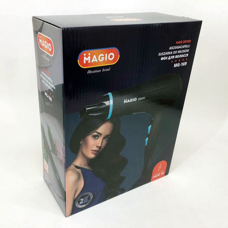 Професійний фен для укладання волосся з насадкою Magio MG-169, Класичний фен для волосся AB-23 Львів - фото 14