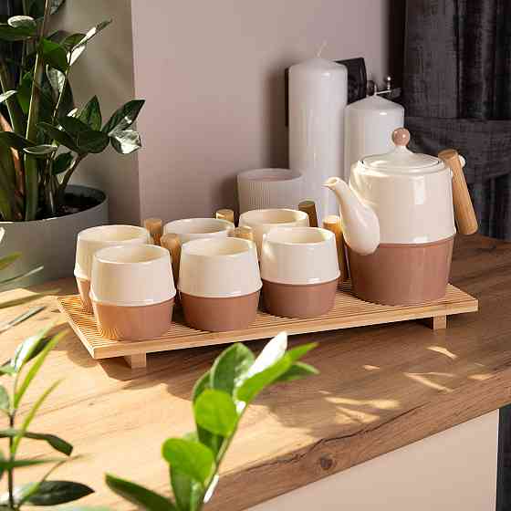 Чайный сервиз на 6 персон с бамбуковой подставкой Киев