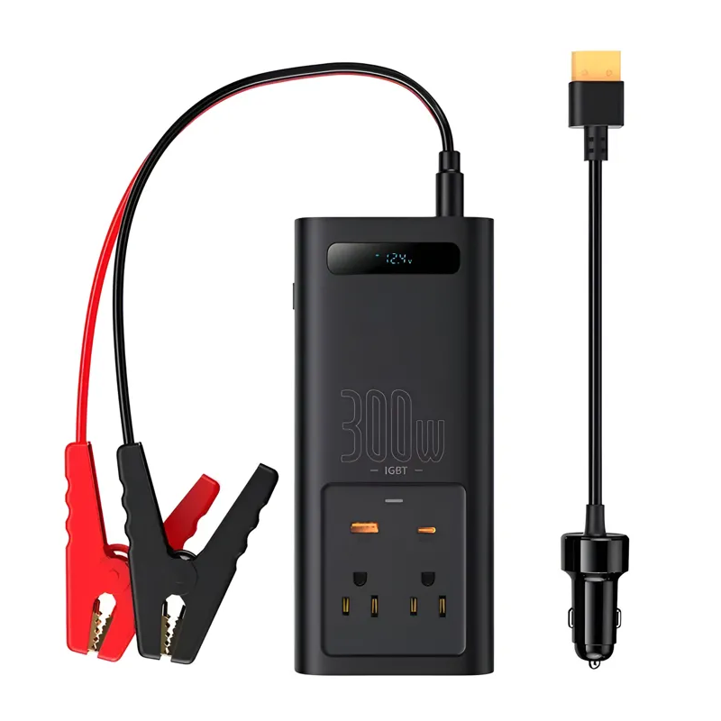 Автомобильный инвертор для электросамокатов Baseus IGBT Power Inverter 300W (110V US/JP ) Black + переходник Ковель - изображение 6