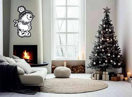 Декоративне настінне Панно «Сніговик», Декор на стену 90*59 см Київ