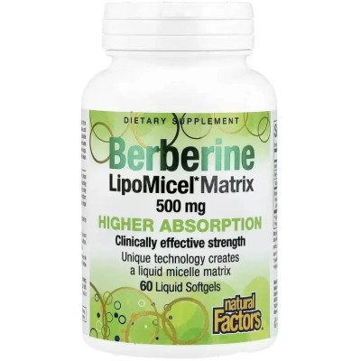 Витаминно-минеральный комплекс Natural Factors Берберин, Berberine LipoMicel Matrix, 60 гелевых капсул (NFS-04584) Винница - изображение 1