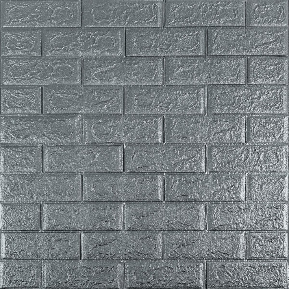 Самоклеюча 3D панель цегла срібляста Київ - фото 1