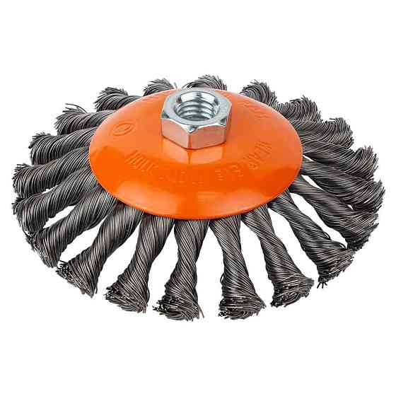 Щетка проволочная конусообразная Ø125мм М14×2 мм (стальная крученая) GRAD (9040125) Ровно