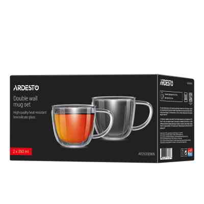 Набір чашок Ardesto 350мл, 2шт, боросилікатне скло, прозорий (AR2635BWN) Вінниця