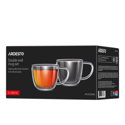 Набор чашек Ardesto 350мл, 2шт, боросилікатне скло, прозорий (AR2635BWN) Винница - изображение 6