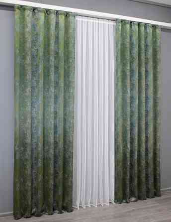Комплект готових штор VR-Textil Мармур Al-9 № 1635ш Зелений з бірюзовим 100х290 см 2 шт (33-0479) Київ