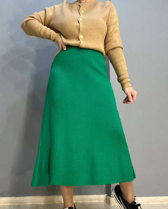 Спідниця жіноча My fashion 2024402 трапеція косичка довга one size, зелений, one size Київ - фото 1