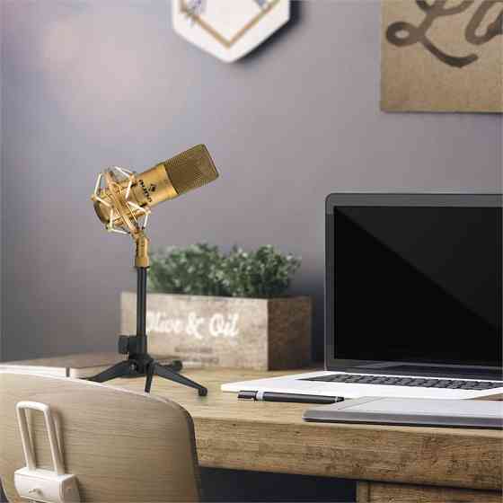 MIC-900G-LED Набір USB-мікрофонів V1 
             Золота настільна підставка для конденсаторного мікрофона (Німеччина, Рівне