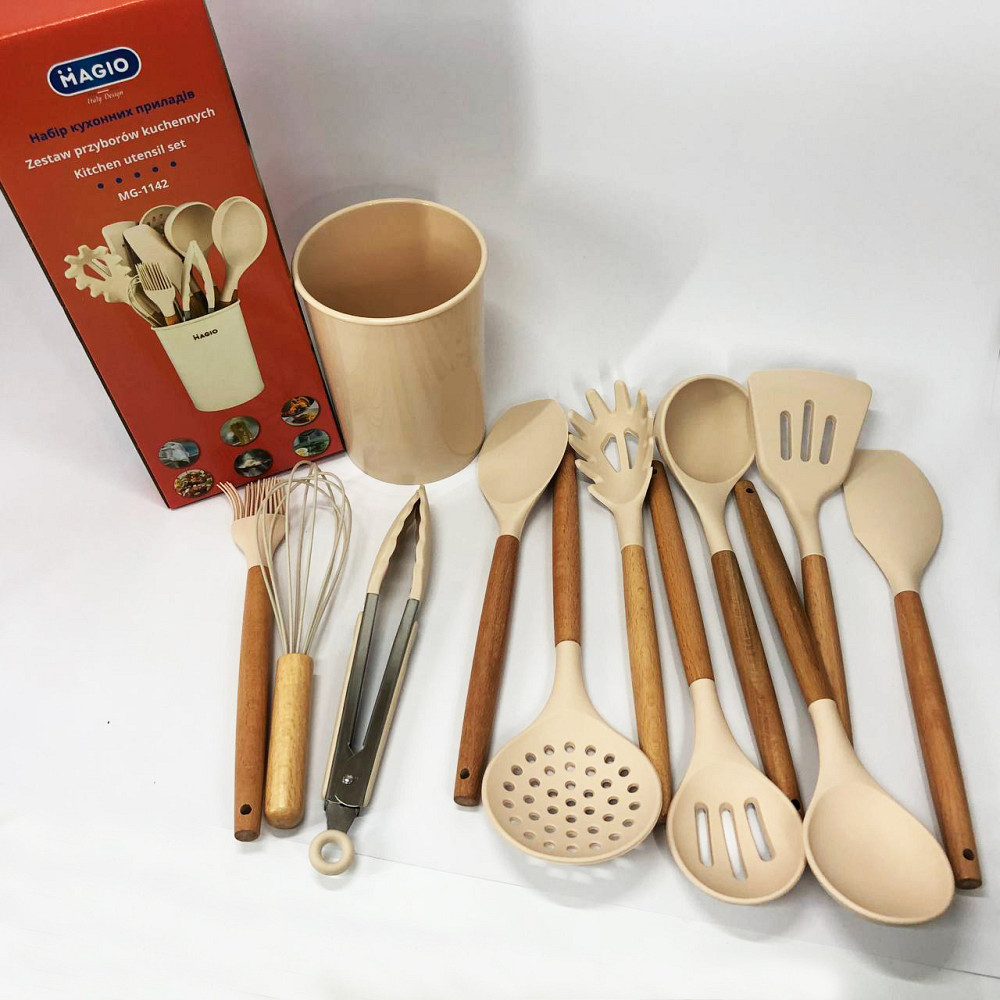 Подарунковий набір кухонного начиння, Кухонний набір силіконовий кухонних предметів на підставці LY-82 Львів - фото 4