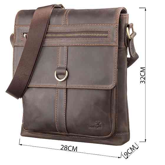 Сумка чоловіча SHVIGEL 11113 шкіряна Коричнева Київ