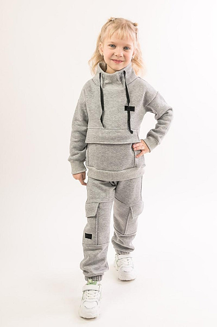 Костюм детский, спортивный х/б 100% (серый меланж, ментол, сиреневый,розовый, желтый) Крохатушка одяг 104, Серый Киев - изображение 1