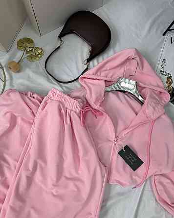 Женский прогулочный оверсайз костюм двойка: кофта и штаны двунитка Барби Одесса