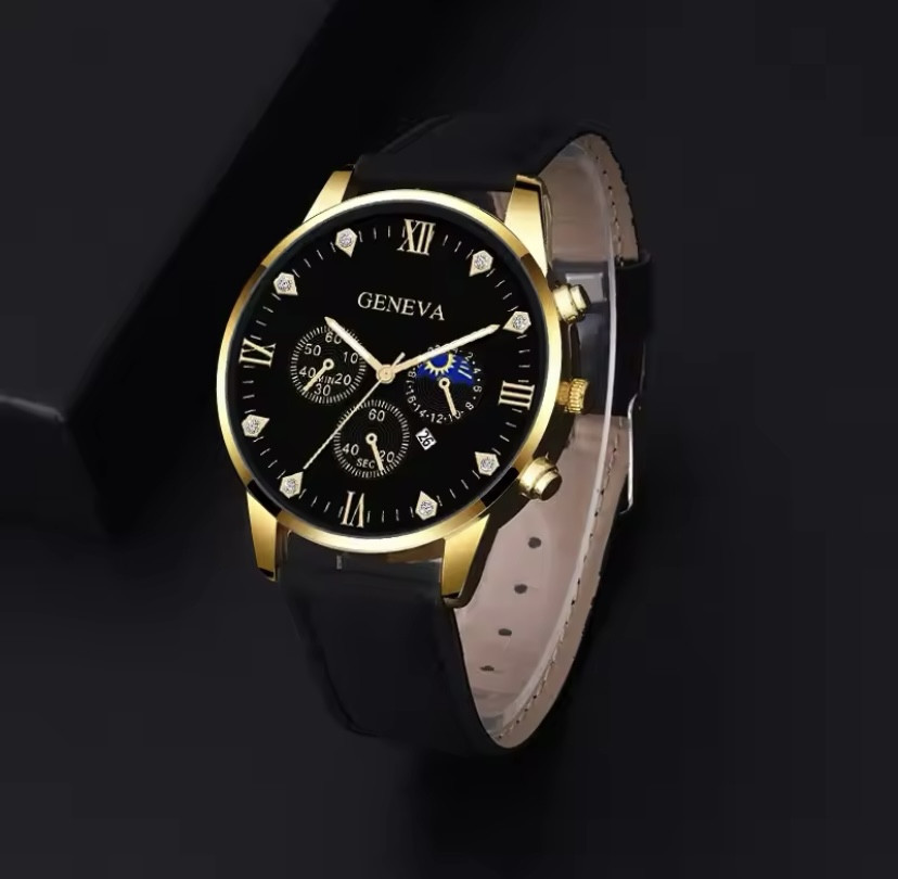 Подарочный набор для мужчин: 1 наручные часы с 1 оригинальным модным браслетом без подарочной коробки черный Киев - изображение 3