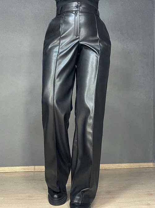 Брюки жіночі Gritana 201 з екошкіри прямі зі стрілкою чорні, чорний, L Київ - фото 18