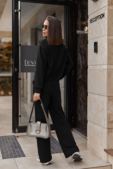 Жіночий трикотажний костюм зі штанами палаццо "Alicante"  | Норма і батал Чорний, 50-52 Київ - фото 4