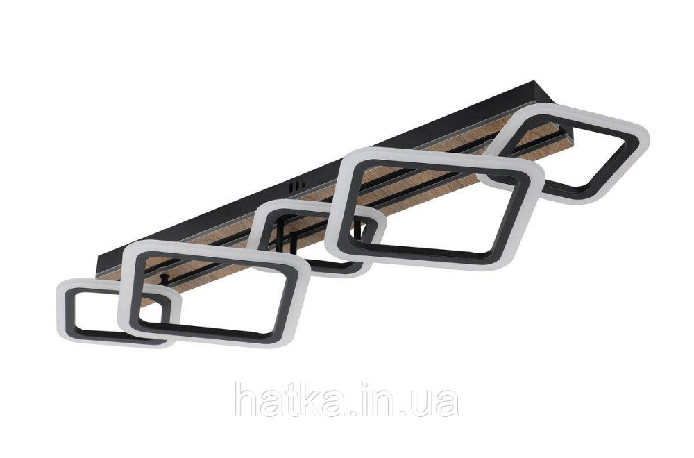 Люстра стельова світлодіодна VALESO 3314/3+2 лінійна 100W чорний + дерево Київ - фото 2