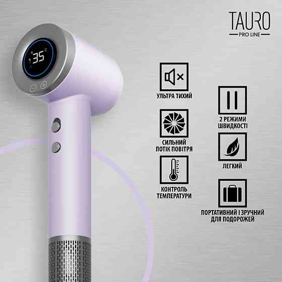 Tauro Pro Line Ручний фен для сушіння шерсті домашніх тварин з технологією генерації негативних іонів з вилкою ЄС, рожевий Киев