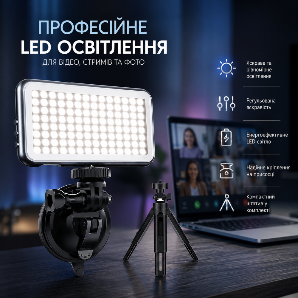 Студійне LED-світло JellyComb: професійне освітлення для відеоконференцій, стрімінгу та зйомки Київ - фото 7