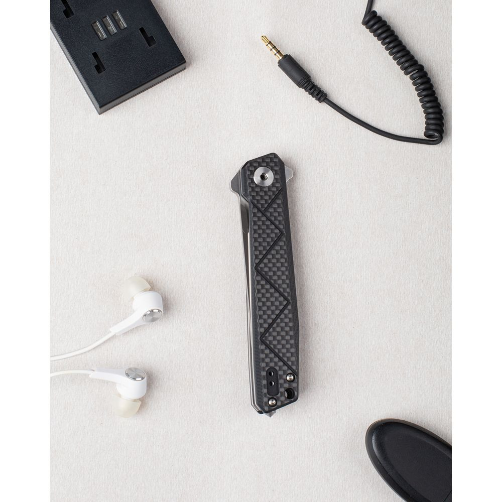 Ніж складаний туристичний Ruike P127-CB, (9.1 см) 14C28N / G10 + carbon fiber чорний Київ - фото 5