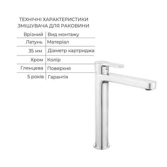 Акционный набор Lidz: Astra 001FH Смеситель для раковины высокий + Astra 1030 Душевая система универсальная на три потребителя (с Киев