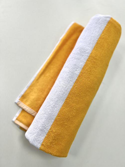 Пляжний рушник Ideal Textile махровий в смужку 90х170см (56860346) жовта смужка Чернівці - фото 5