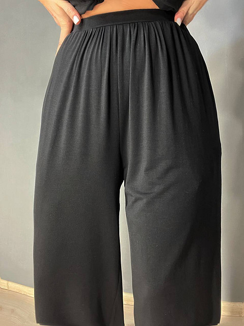 Брюки женские A-N 25060 палаццо на резинке с карманами тонкие свободные, черный, one size Киев - изображение 7