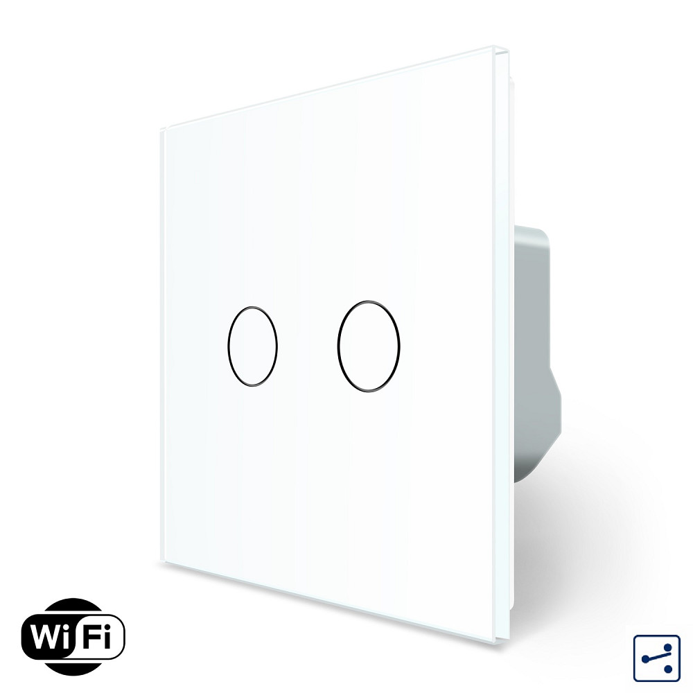 LIVOLO Розумний сенсорний Wi-Fi прохідний/перехресний вимикач 2 сенсора Livolo білий скло (VL-C Коломия - фото 1