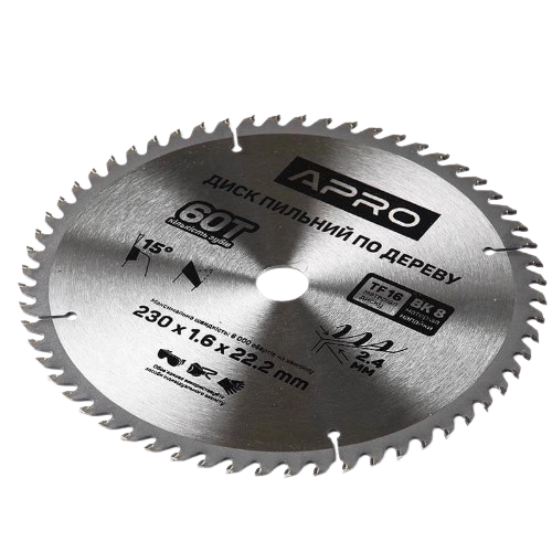 Диск пиляльний по дереву d230мм*22,23мм 60T APRO Житомир
