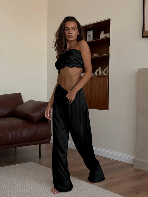 Жіноча піжама трійка: топ шорти і штани з шовку армані Одеса - фото 2