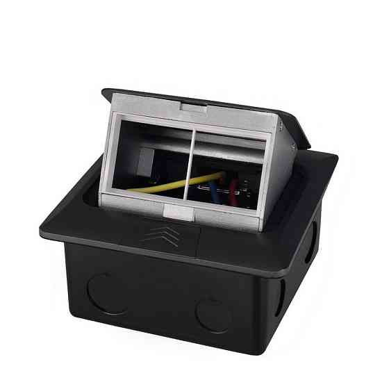 Розетковий люк підлоговий LIVOLO сірий, вбудований у підлогу, пустий корпус без розеток для наповнення будь-якими модулями, з кришкою, IP44, алюміній, Коломия