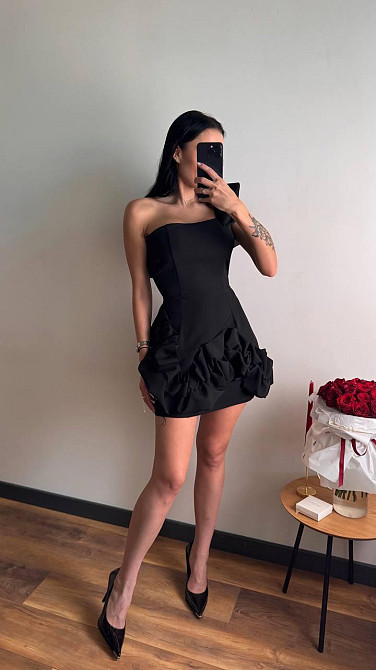 Женское праздничное мини платье с воланами костюмка барби Черный, 44/46 Одесса - изображение 13