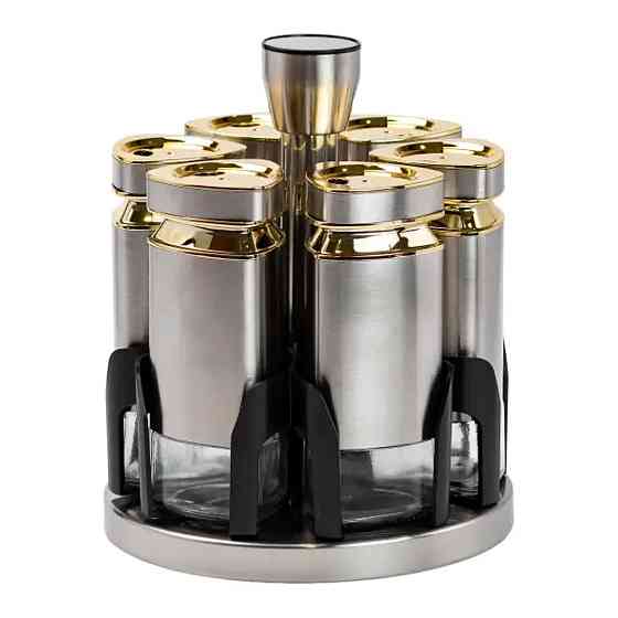 TS Kitchen Набір ємностей для спецій на підставці 6 баночок по 120 мл Коломия