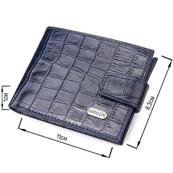 Стильный мужской кошелек из натуральной фактурной кожи CANPELLINI 21514 Синий Киев