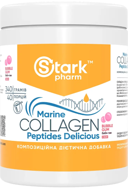 Морський колаген Stark Pharm Marine Collagen Peptides Delicious 340g жов таб Київ - фото 3
