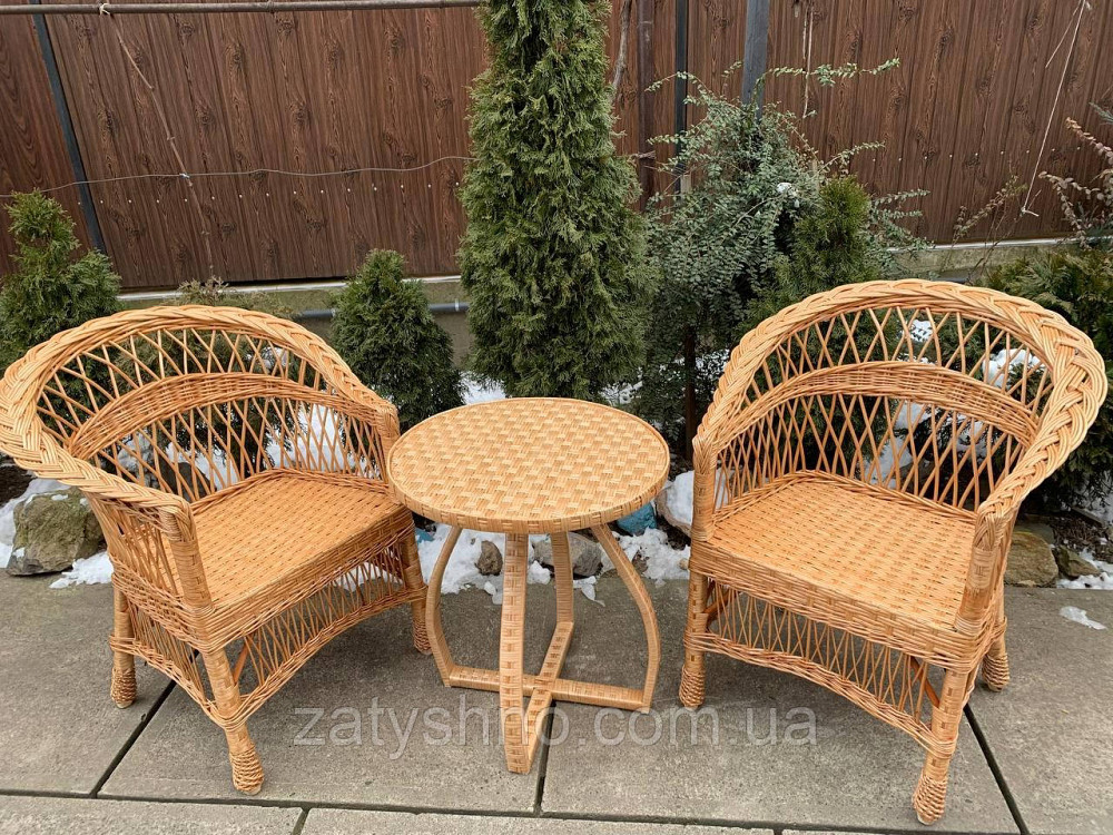 Меблі плетені з круглим столом натурального кольору Київ - фото 4