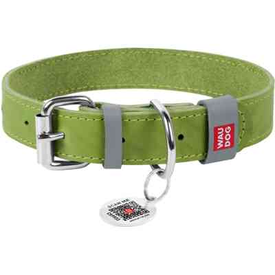 Ошейник для животных WAUDOG Classic кожаный 35 мм х 46-60 см салатовый (02395) Винница