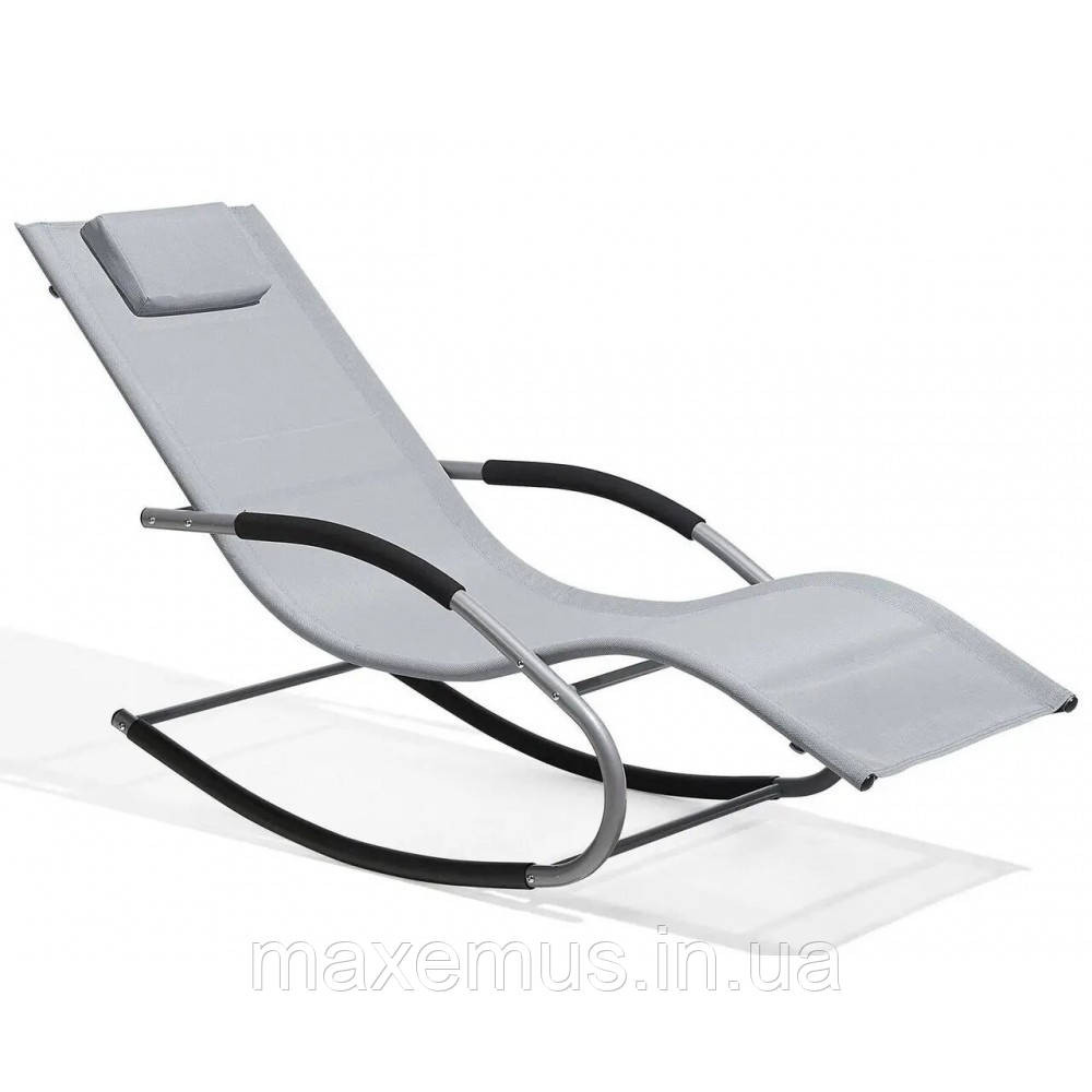 Шезлонг-качалка Bonro BG01 садовый лежак для отдыха серый Мостиска - изображение 1