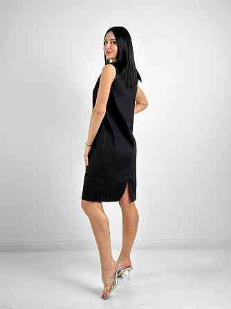 Лляне плаття міді "Viki" оптом | Розпродаж моделі Чорний, 42-44 Київ