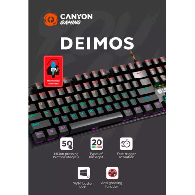 Клавиатура Canyon Deimos GK-4 Rainbow LED USB UA Black (CND-SKB4-US) Винница - изображение 4