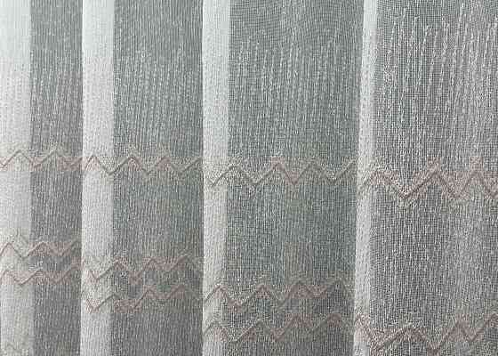 Тюль VR-Textil 1621т Лен с вышивкой и люрексом цвет молочный с пудровым 300х270 см (42-0575) Киев