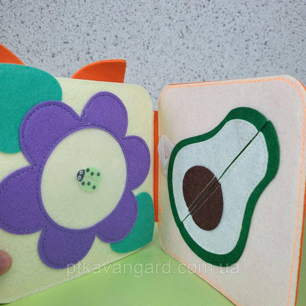 Книга бізіборд фетрова розвиваюча "Лисичка" м'який сортер на липучках 25002 Хмельницький - фото 3