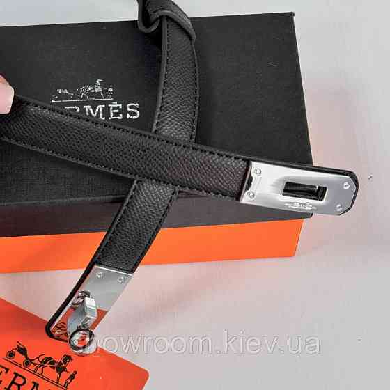 Черный женский кожаный ремень Hermes Гермес (280-2) Киев