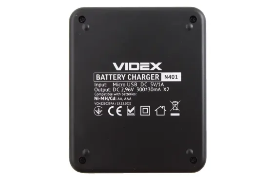 Зарядное устр-во для аккумуляторных батареек 4*AA/AAA Videx USB Винница