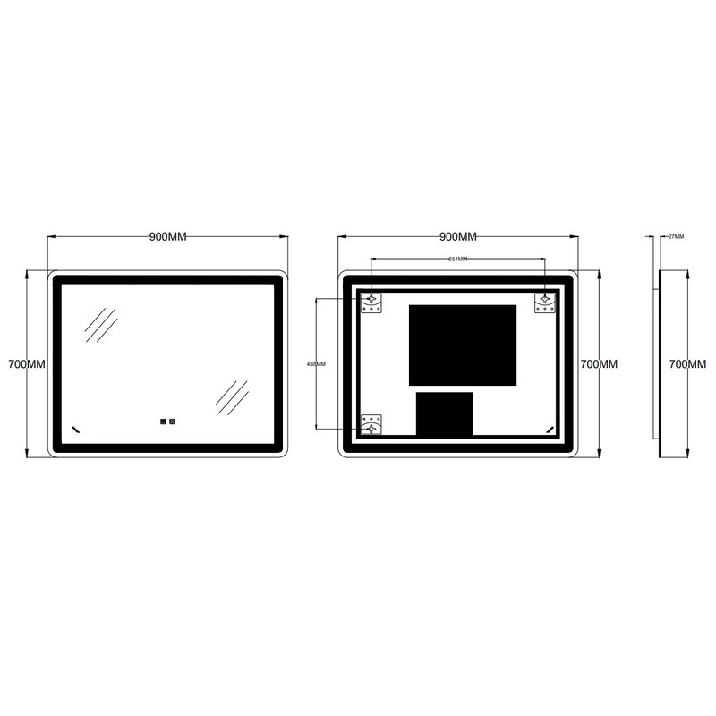 Зеркало Zerix Mirra MR05-90x70-REVERSE с LED Touch, Anti-fog, диммером, регулятором яркости (ZX6059) Киев - изображение 3